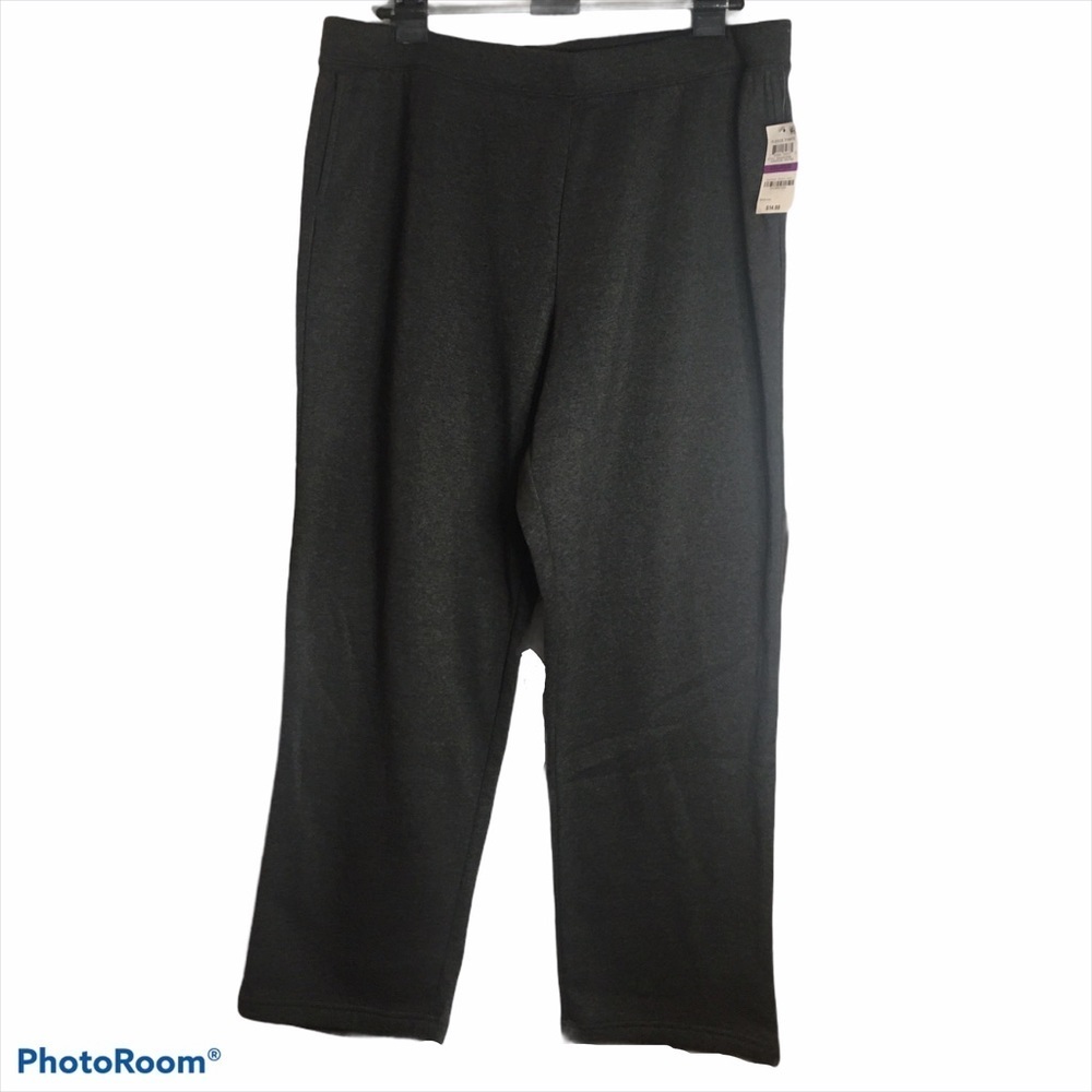 Karen Scott Sport Gray Jogging Pants High Rise Straight Leg XXL Plus Size